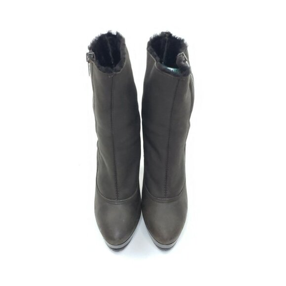 Jimmy Choo Shearling Lined Platform Leather Ankle Boots Brown Womens 39.5 US 9.5 - Picture 3 of 12
